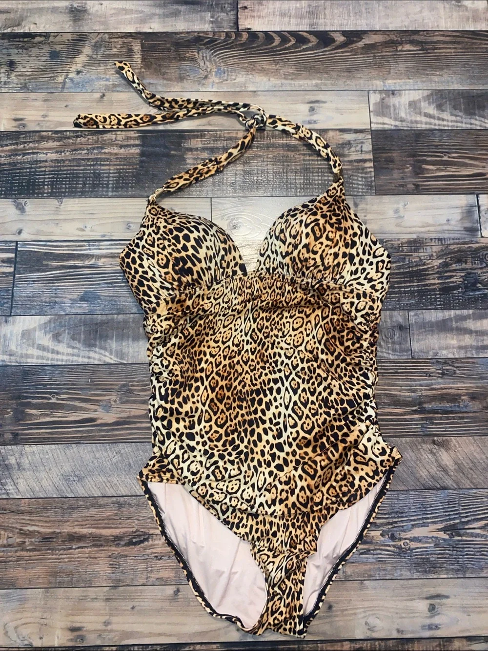 Victoria's Secret Leopard Print One-Piece Swimsuit in Tan and Black